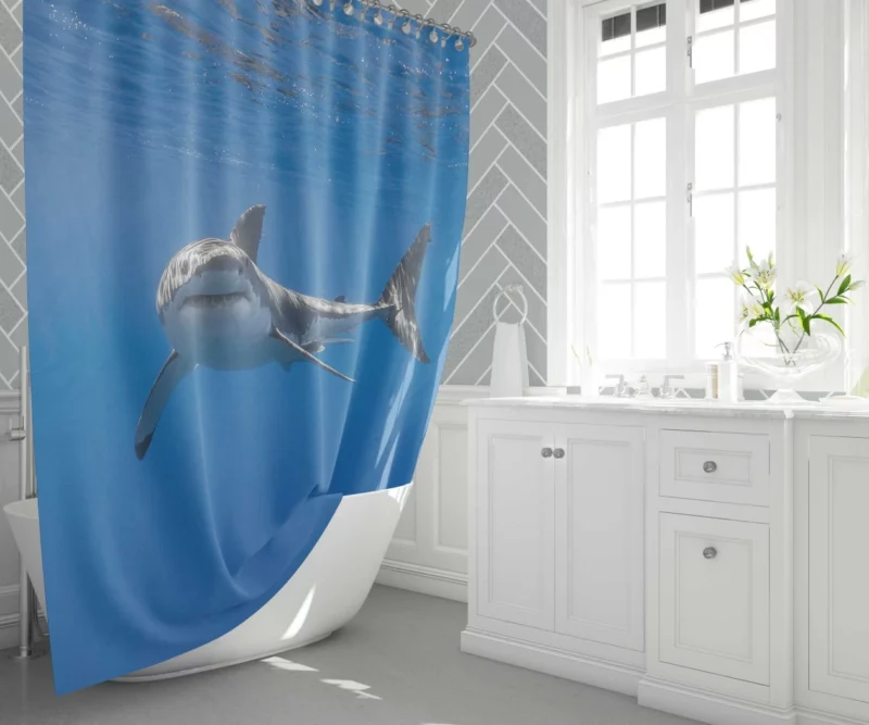 Shark Underwater Pursuit Ocean Drama Shower Curtain 1