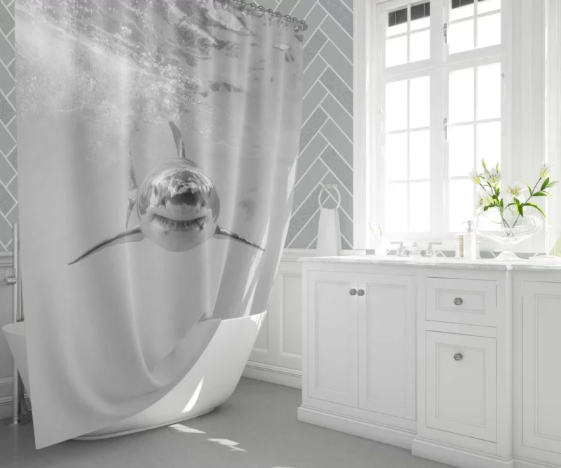 Shark in Underwater Realm Aquatic Majesty Shower Curtain 1