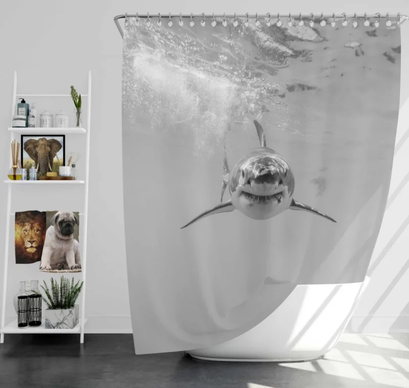 Shark in Underwater Realm Aquatic Majesty Shower Curtain