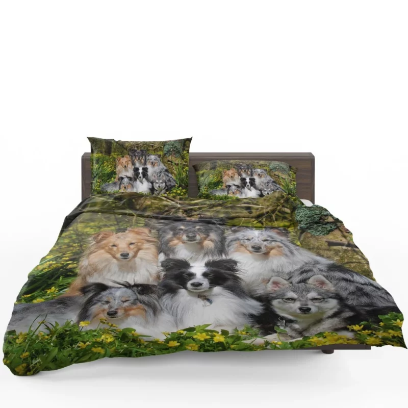 Sheltie and Alaskan Klee Kai Gathering Bedding Set