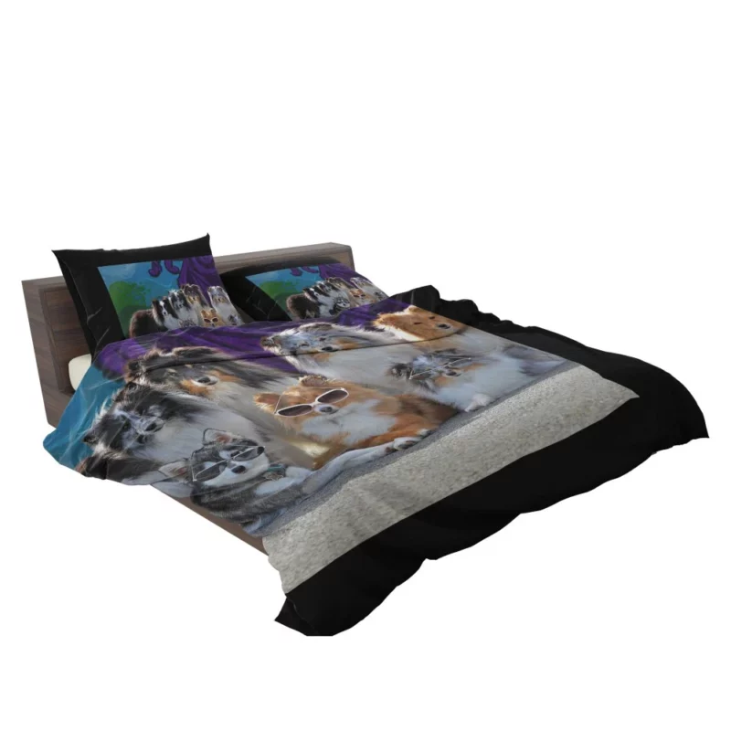 Sheltie and Alaskan Klee Kai in Cute Sunglasses Bedding Set 2