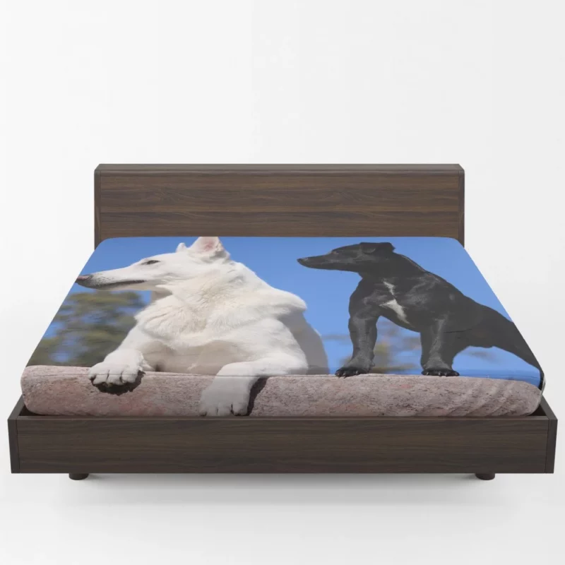 Shepherd and Terrier Duo Loyal Companions Fitted Sheet