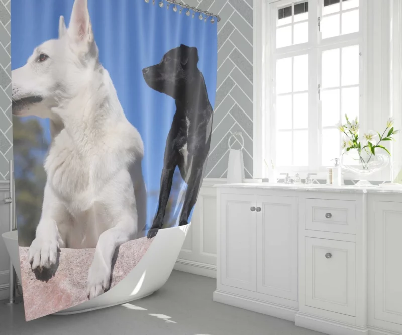 Shepherd and Terrier Duo Loyal Companions Shower Curtain 1