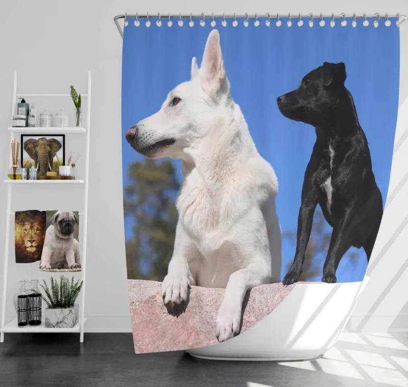 Shepherd and Terrier Duo Loyal Companions Shower Curtain