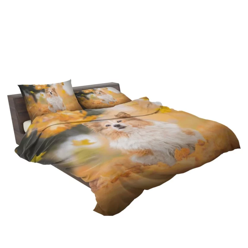 Shetland Sheepdog Amidst Fall Leaves Bedding Set 2