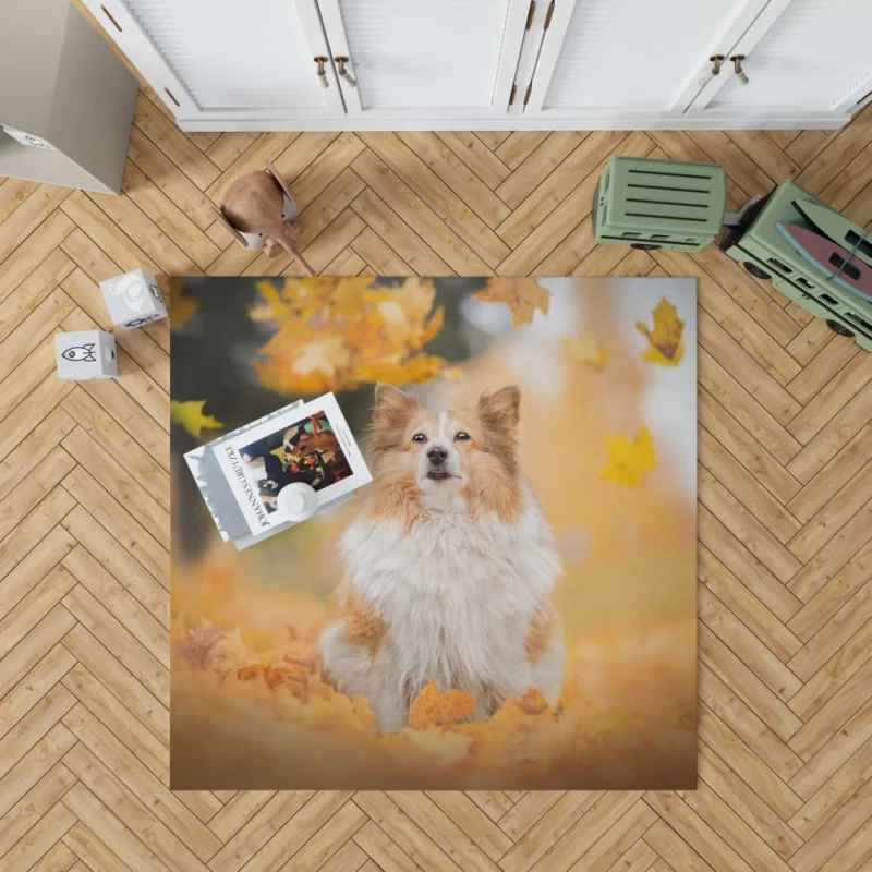 Shetland Sheepdog Amidst Fall Leaves Rug