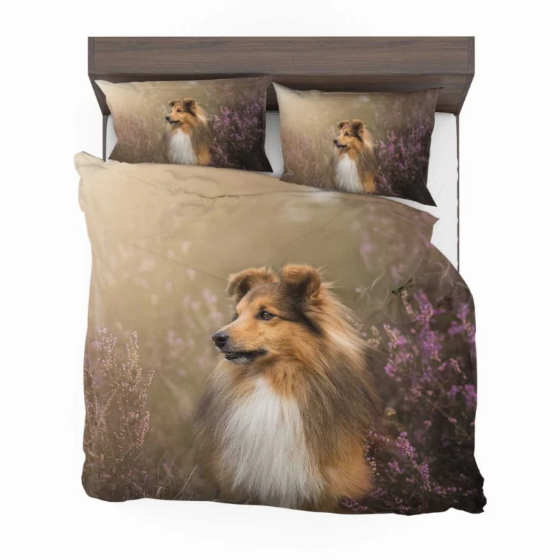 Shetland Sheepdog Amidst Flowers Bedding Set 1