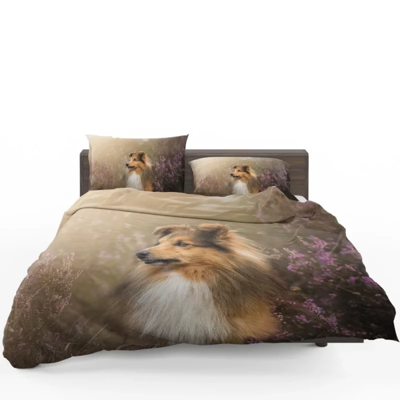 Shetland Sheepdog Amidst Flowers Bedding Set