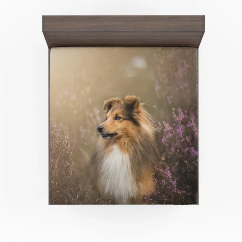 Shetland Sheepdog Amidst Flowers Fitted Sheet 1