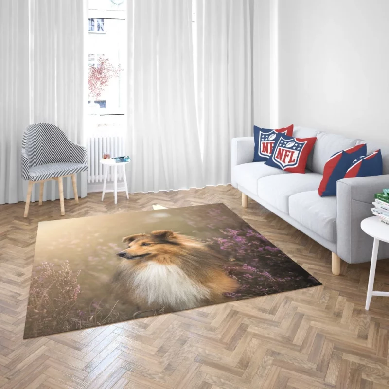 Shetland Sheepdog Amidst Flowers Rug 2