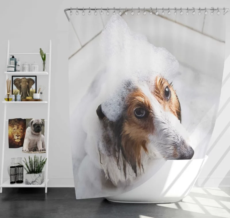 Shetland Sheepdog Bathtub Bliss Shower Curtain