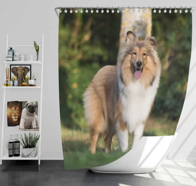 Shetland Sheepdog in Fall Leafy Whimsy Shower Curtain