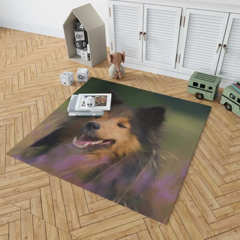 Shetland Sheepdog in Oil Paint Artistic Canine Rug 1