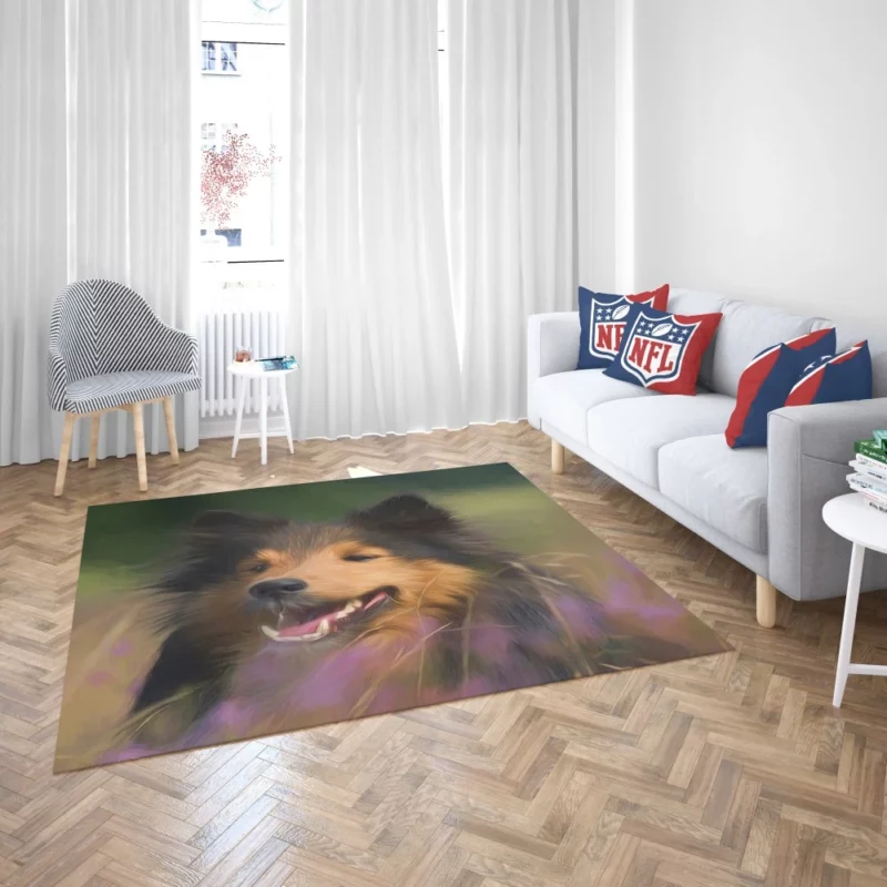 Shetland Sheepdog in Oil Paint Artistic Canine Rug 2