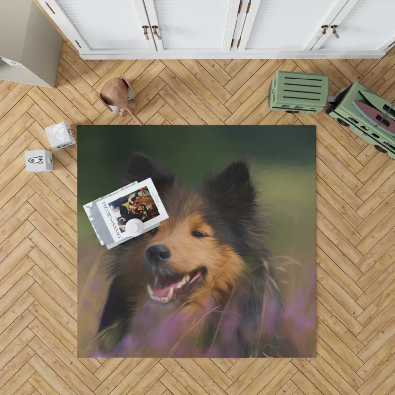 Shetland Sheepdog in Oil Paint Artistic Canine Rug