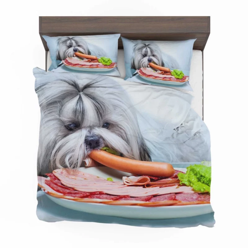 Shih Tzu with Sausage Playful Whimsy Bedding Set 1