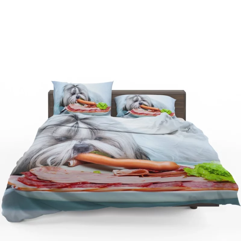 Shih Tzu with Sausage Playful Whimsy Bedding Set