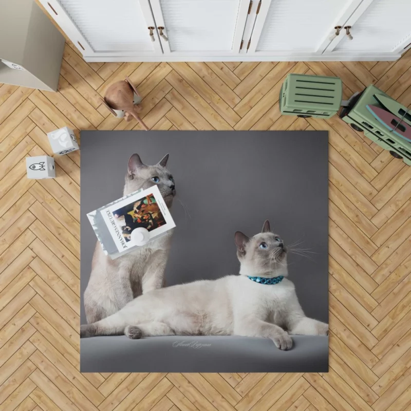 Siamese Duo Feline Companionship Rug