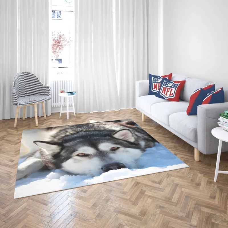 Siberian Husky in Snowfall Serenity Rug 2