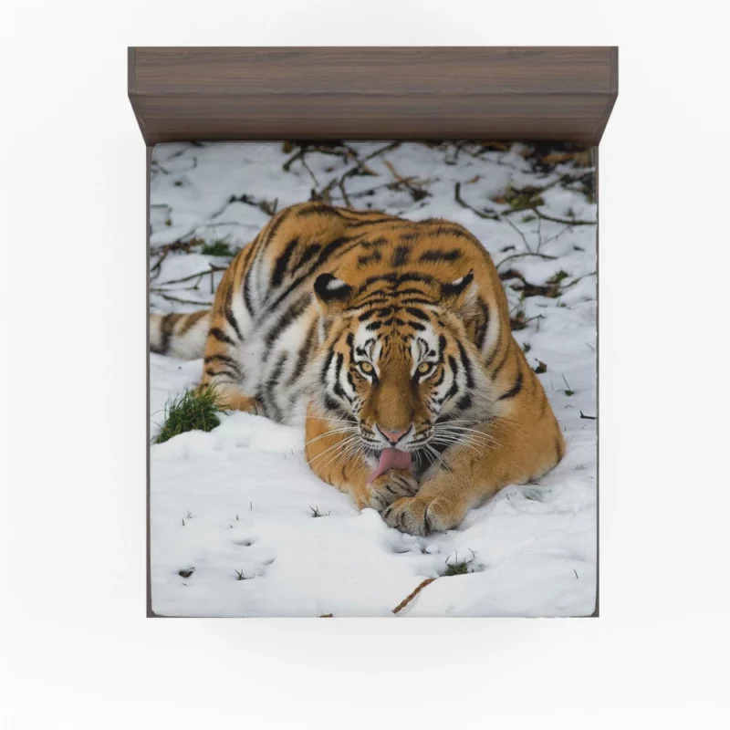 Siberian Tiger Snowy Majesty Fitted Sheet 1