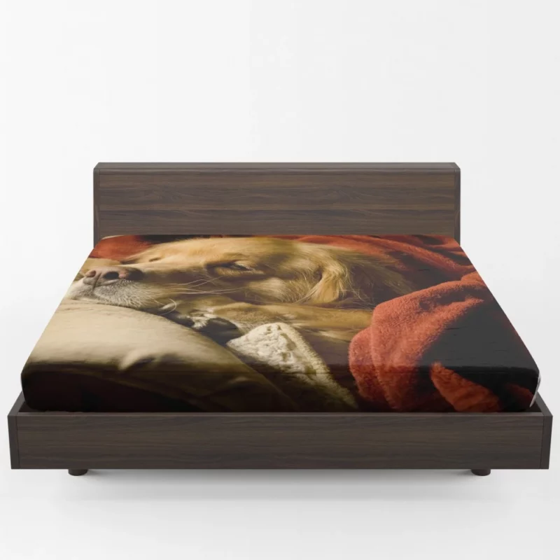 Sleeping Golden Retriever Tranquil Slumber Fitted Sheet