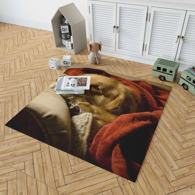 Sleeping Golden Retriever Tranquil Slumber Rug 1