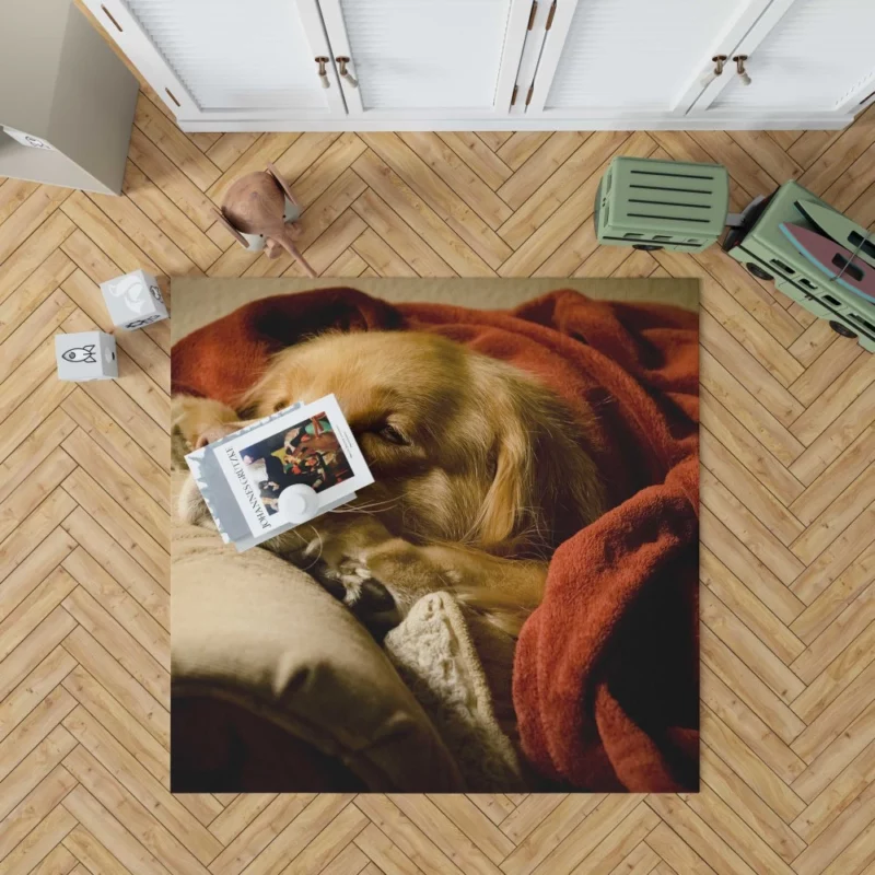 Sleeping Golden Retriever Tranquil Slumber Rug