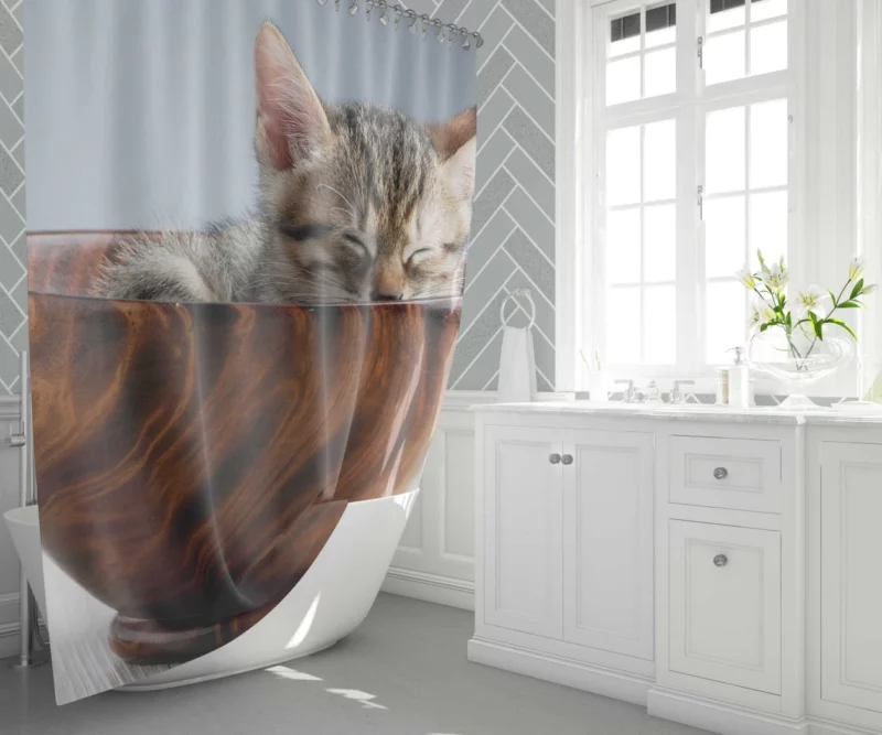 Sleeping Kitten Innocent Slumber Shower Curtain 1