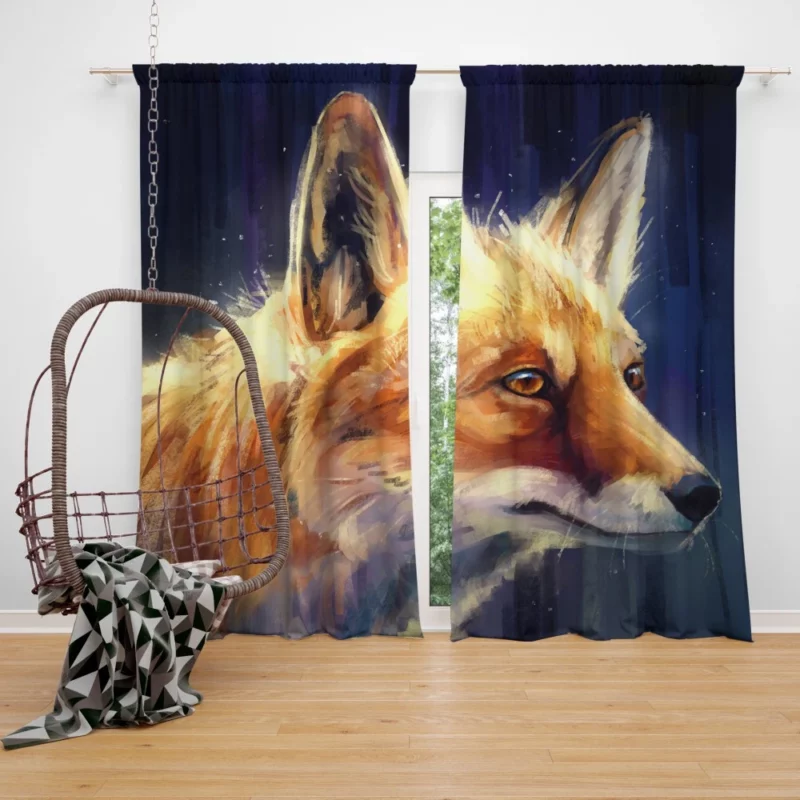 Sly Fox Intriguing Stare Wilderness Charm Curtain