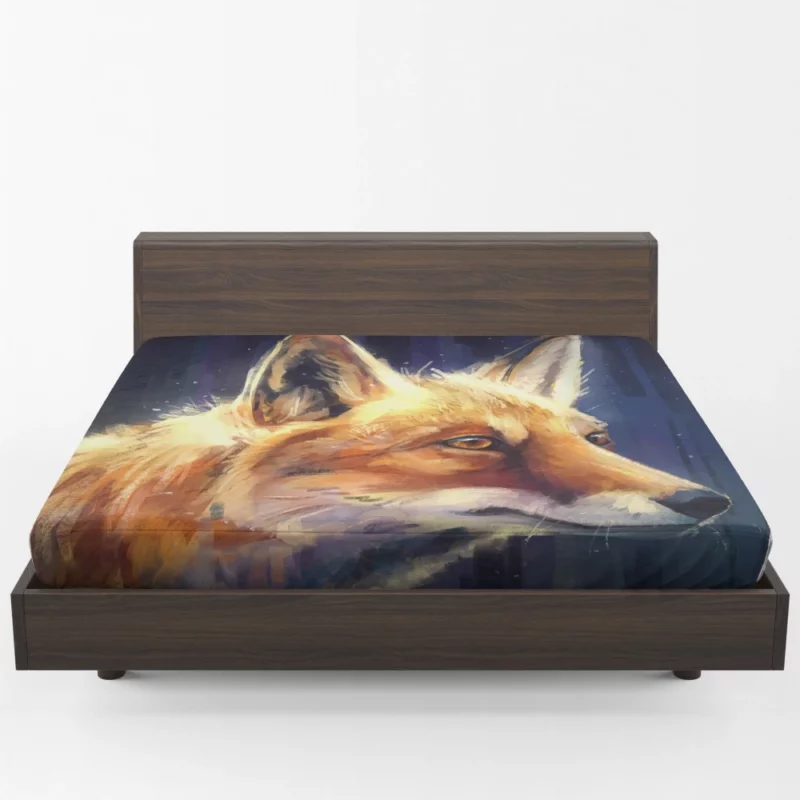 Sly Fox Intriguing Stare Wilderness Charm Fitted Sheet