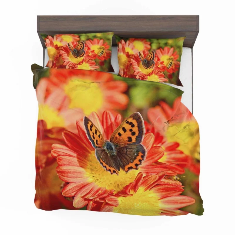 Small Copper on Chrysanthemum Floral Beauty Bedding Set 1