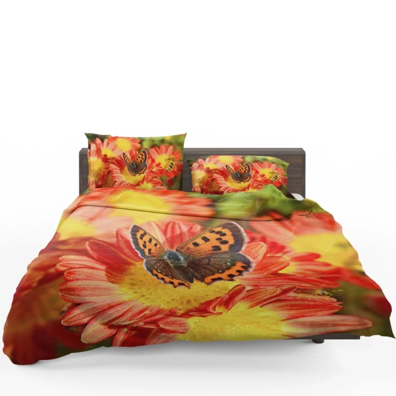 Small Copper on Chrysanthemum Floral Beauty Bedding Set