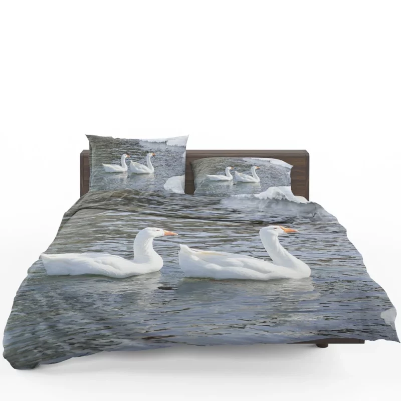 Snow Geese Icy Migration Aerial Wonder Bedding Set