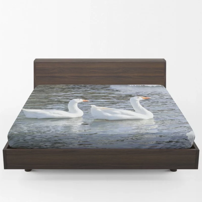 Snow Geese Icy Migration Aerial Wonder Fitted Sheet