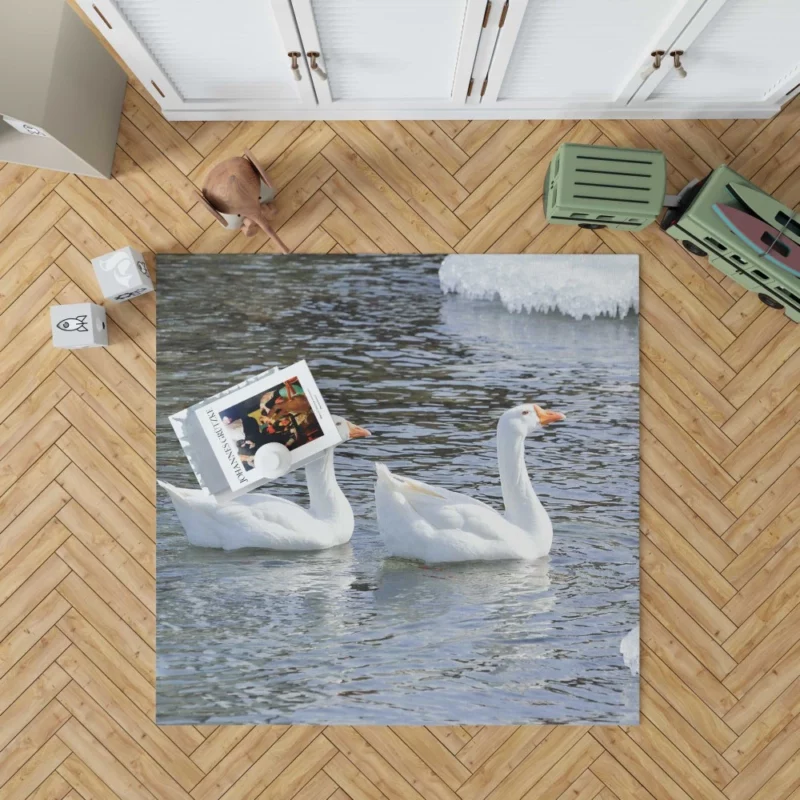 Snow Geese Icy Migration Aerial Wonder Rug