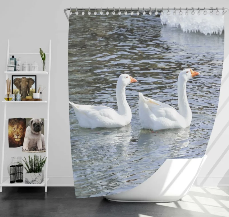 Snow Geese Icy Migration Aerial Wonder Shower Curtain