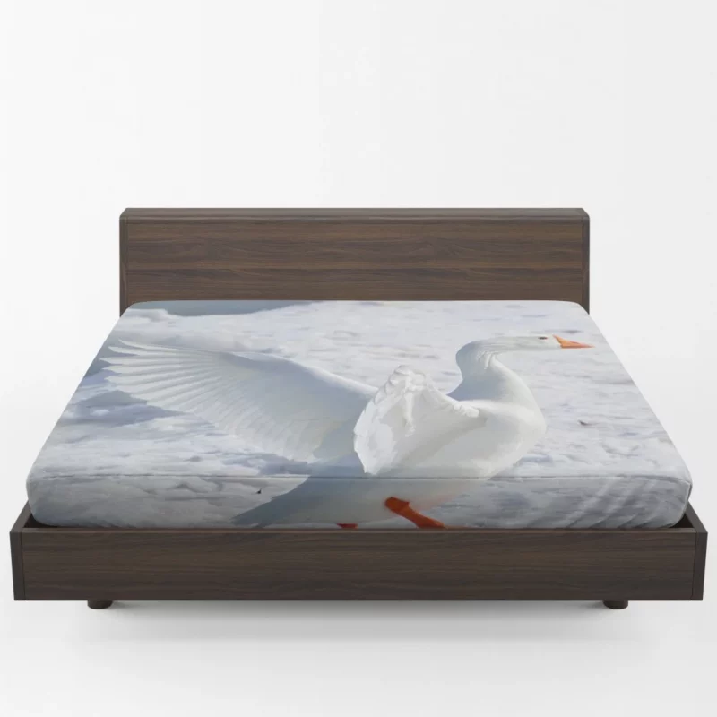 Snow Goose Frosty Essence Icy Avian Fitted Sheet