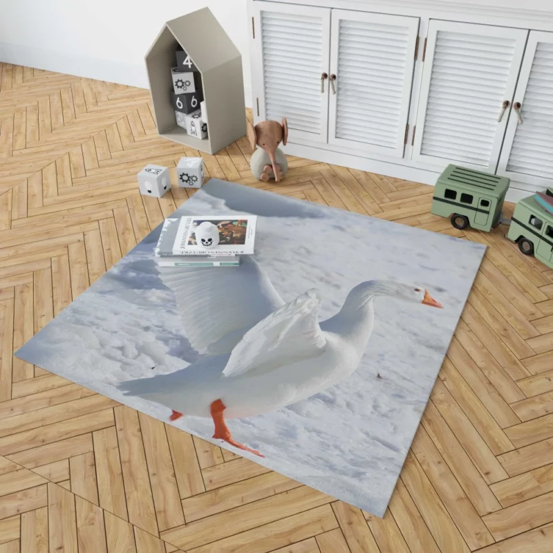 Snow Goose Frosty Essence Icy Avian Rug 1