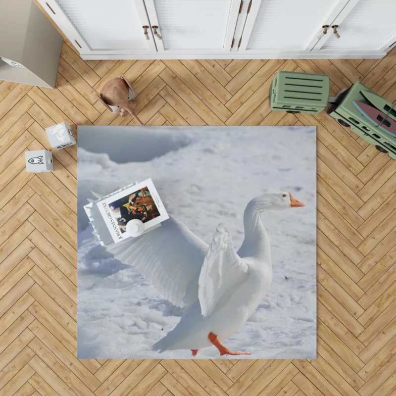 Snow Goose Frosty Essence Icy Avian Rug