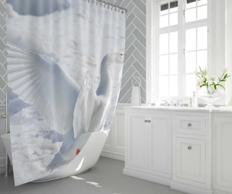 Snow Goose Frosty Essence Icy Avian Shower Curtain 1