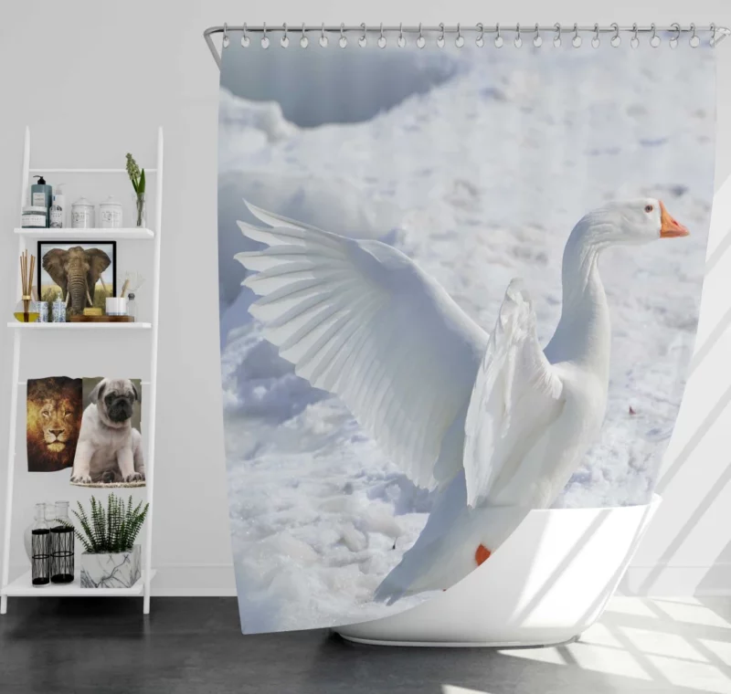 Snow Goose Frosty Essence Icy Avian Shower Curtain