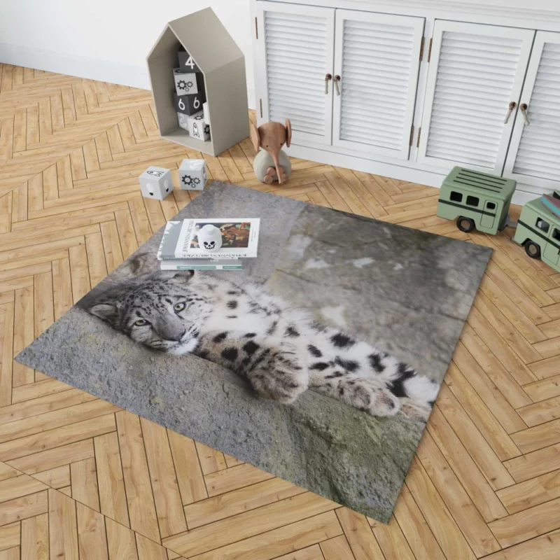 Snow Leopard Majestic Stance Arctic Beauty Rug 1