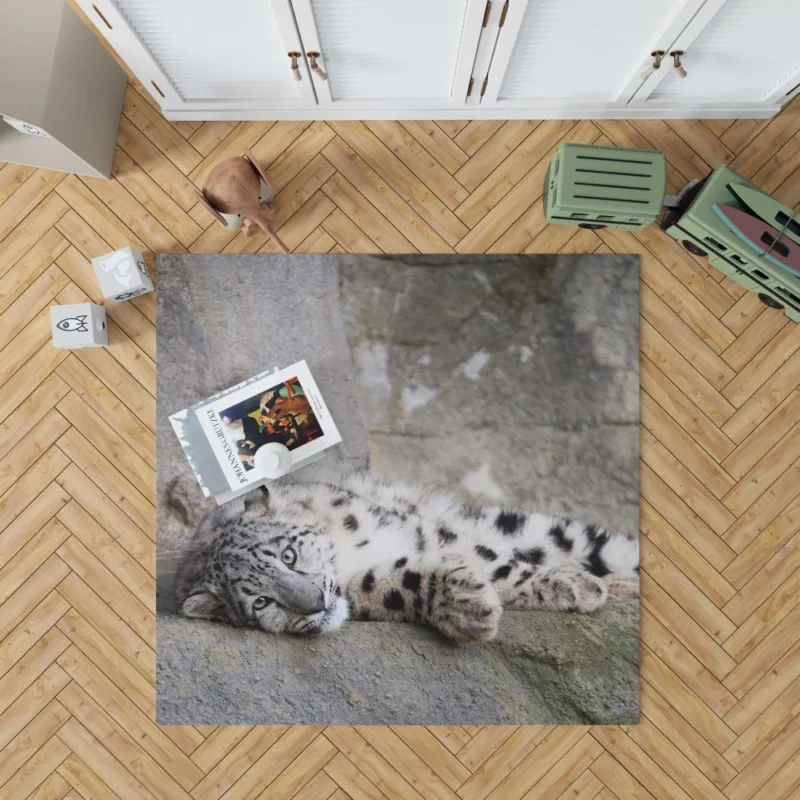 Snow Leopard Majestic Stance Arctic Beauty Rug