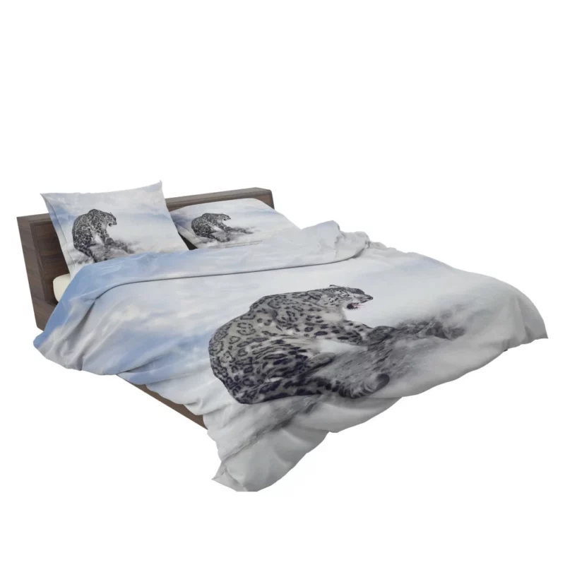 Snow Leopard in Snowfall Wilderness Beauty Bedding Set 2