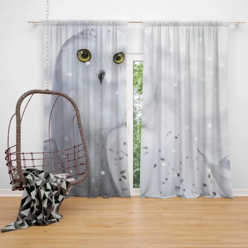 Snowy Owl Frosty Charm Artful Flight Curtain