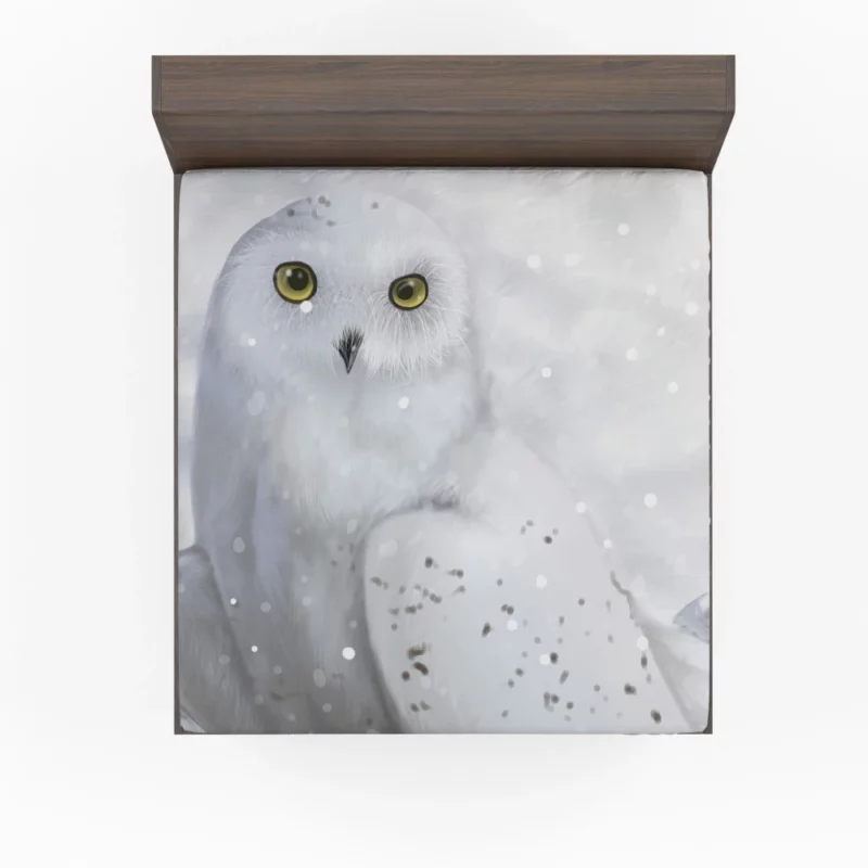 Snowy Owl Frosty Charm Artful Flight Fitted Sheet 1