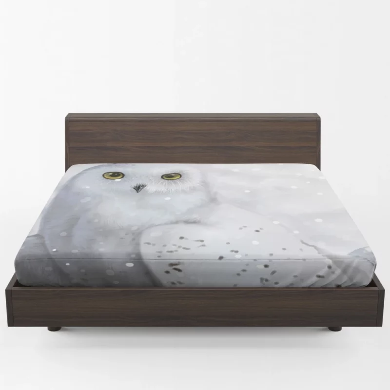 Snowy Owl Frosty Charm Artful Flight Fitted Sheet