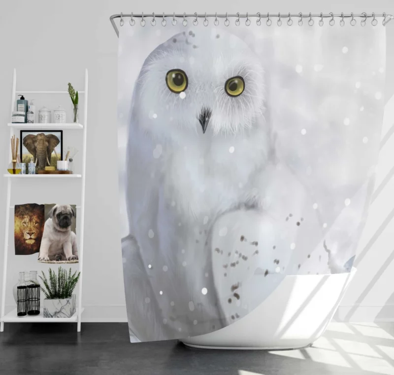 Snowy Owl Frosty Charm Artful Flight Shower Curtain