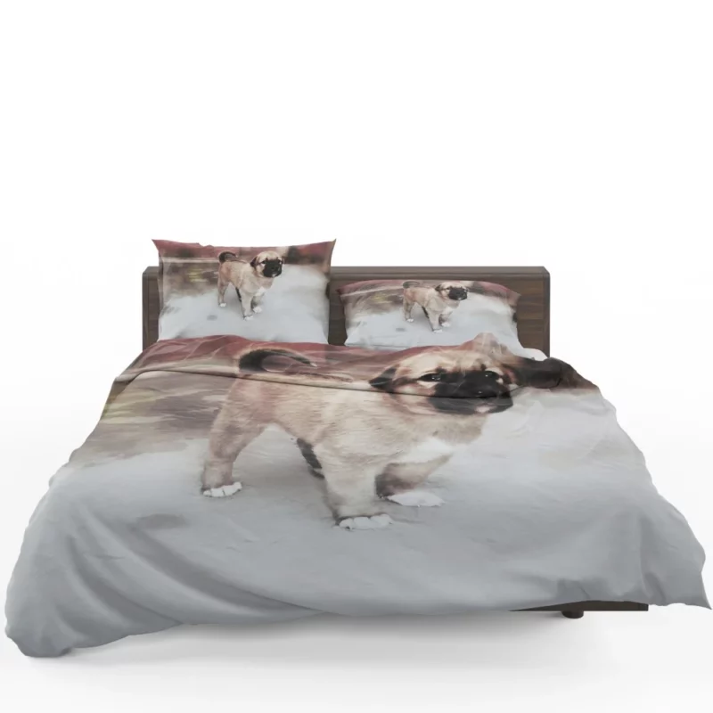 Snowy-Pup Innocent Gaze Playful Charm Bedding Set