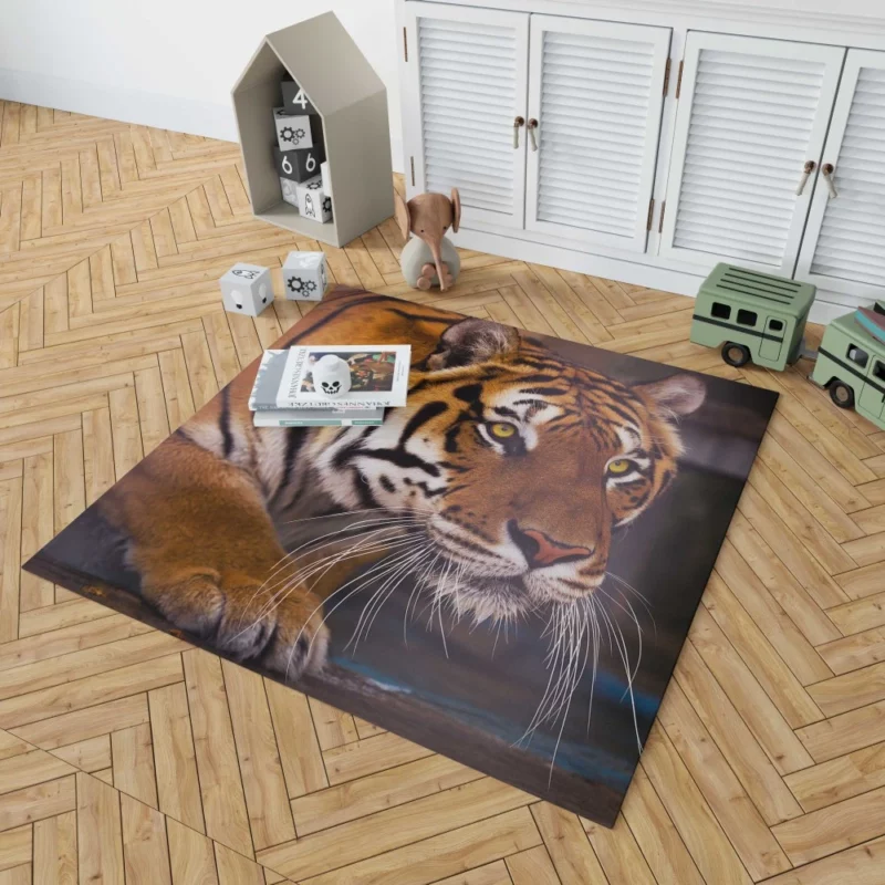 Snowy Tiger Enigmatic Gaze Wilderness Majesty Rug 1